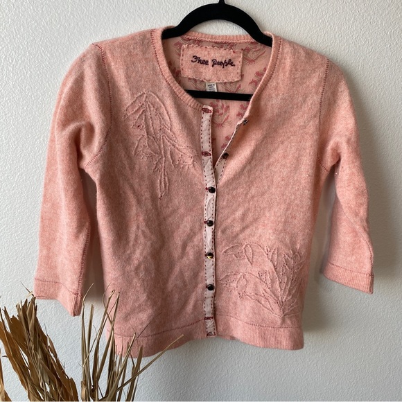Free People Cashmere Wool Blend Cardigan Pink Sweater Women’s Medium - Picture 1 of 5